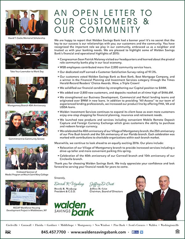 Walden Savings Bank - President's Letter